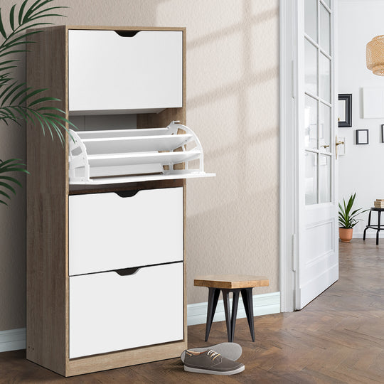 White Shoe Rack Cabinet 60 Pairs Storage Organizer Versatile - Artiss Shelf Wooden Furni