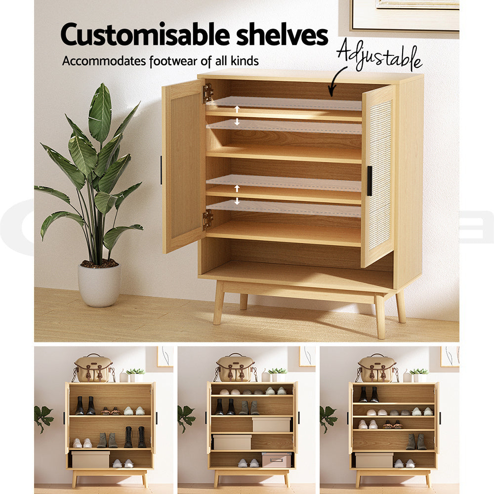 Stylish Rattan Shoe Rack Cabinet - 5-Tier