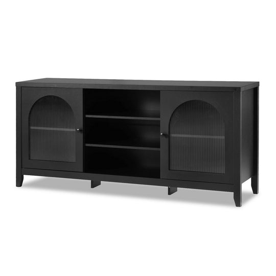Buffet Sideboard Shelves Double Doors - Black | Black colour