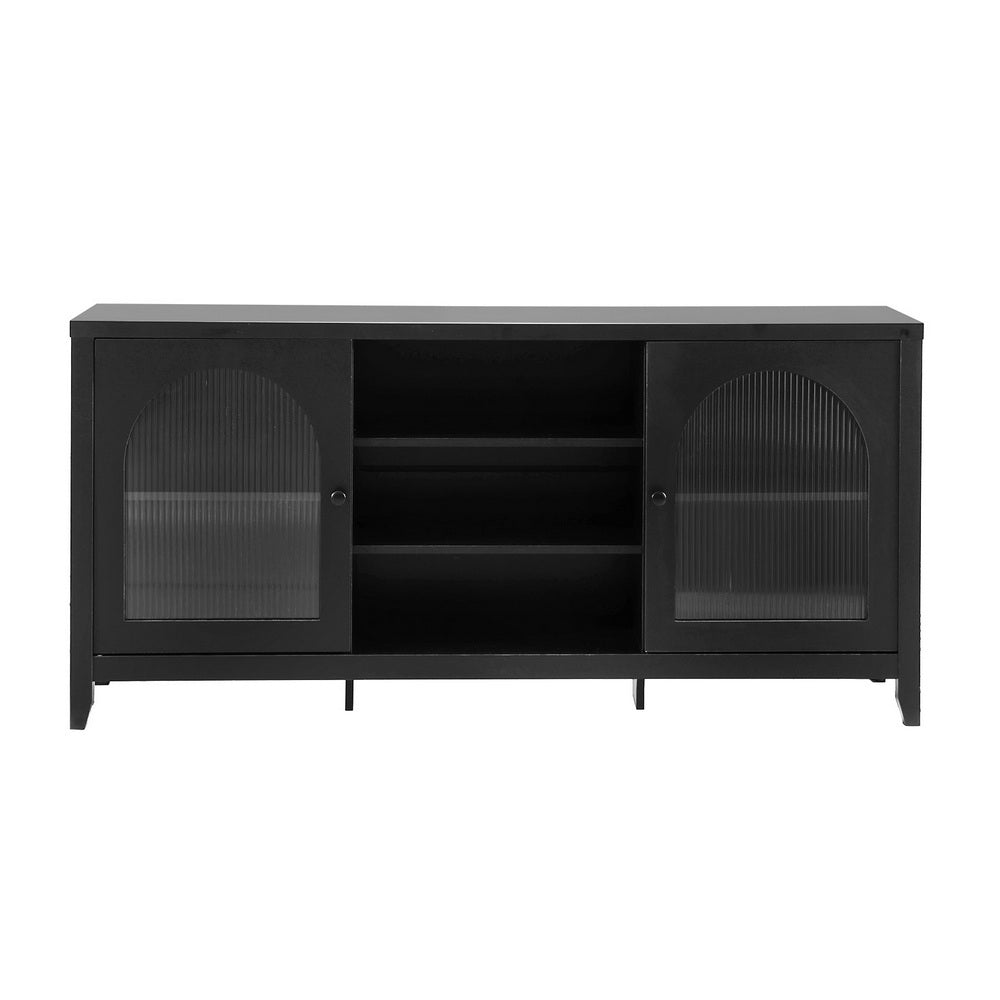 Buffet Sideboard Shelves Double Doors - Black