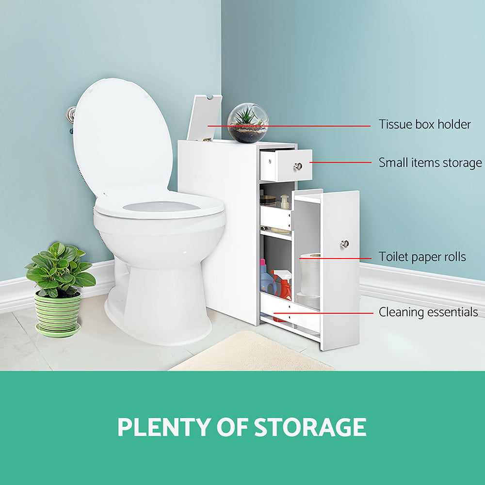 Bathroom Storage Cabinet with Tissue Holder Organizer