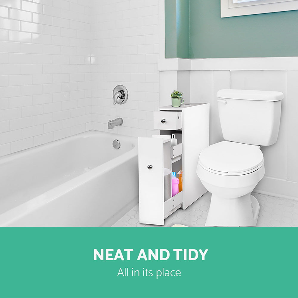 Bathroom Storage Cabinet with Tissue Holder Organizer