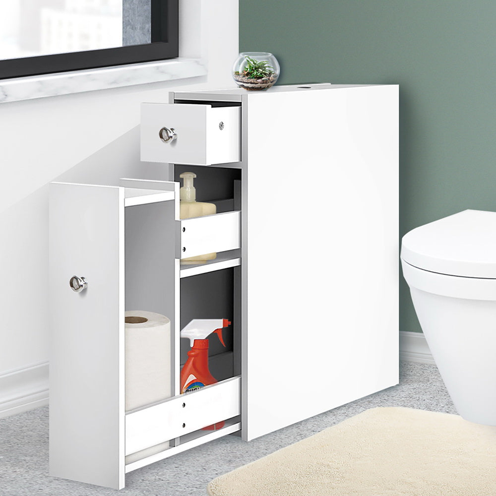Bathroom Storage Cabinet with Tissue Holder Organizer