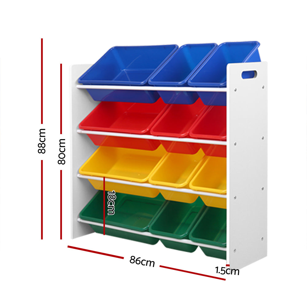 Kids Toy Box 12-Bin Bookshelf Organizer Children Storage Rack Unit