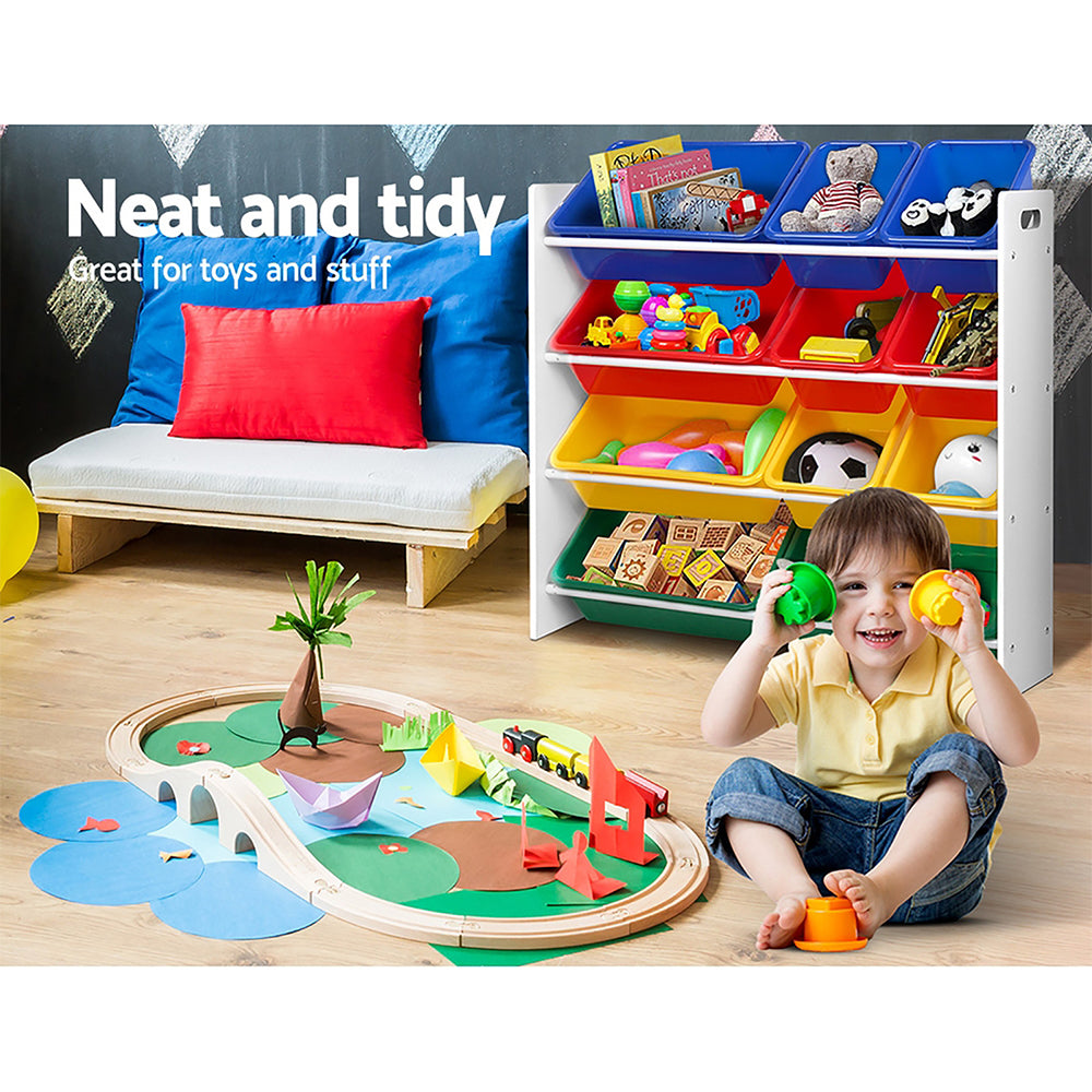 Kids Toy Box 12-Bin Bookshelf Organizer Children Storage Rack Unit