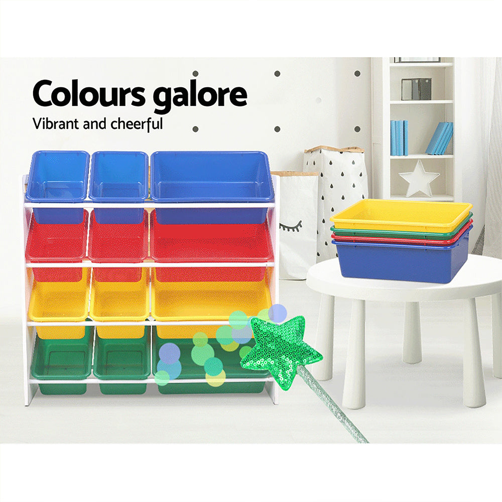 Kids Toy Box 12-Bin Bookshelf Organizer Children Storage Rack Unit