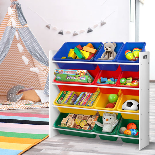 Kids Toy Box 12-Bin Bookshelf Organizer Children Storage