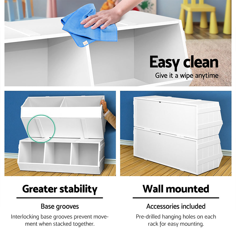 Kids Toy Box Bookshelf Storage Bookcase Organiser Display Stackable
