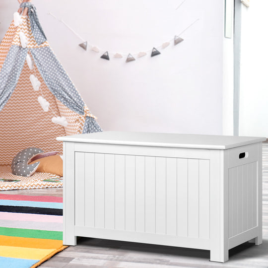 Kids Toy Box Chest Storage Blanket Children Clothes Room Organiser White - Toy Boxes
