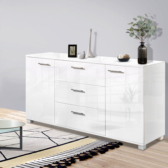 Buffet Sideboard High Gloss - White, Artiss Storage Cabinet Cupboard