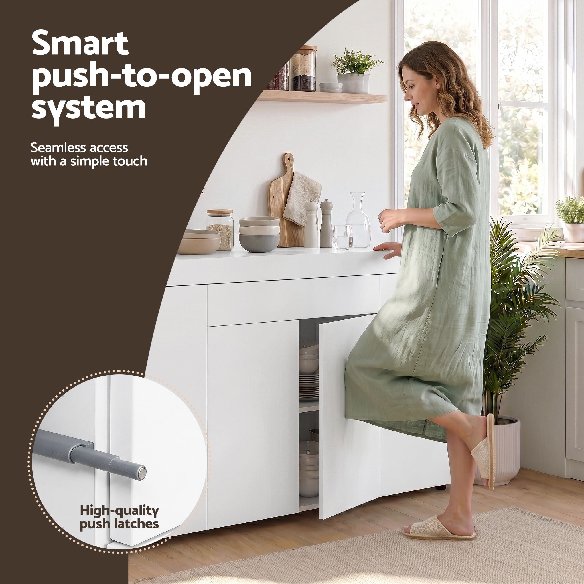 Buffet Sideboard Cabinet 180cm White Storage | Simpledeals
