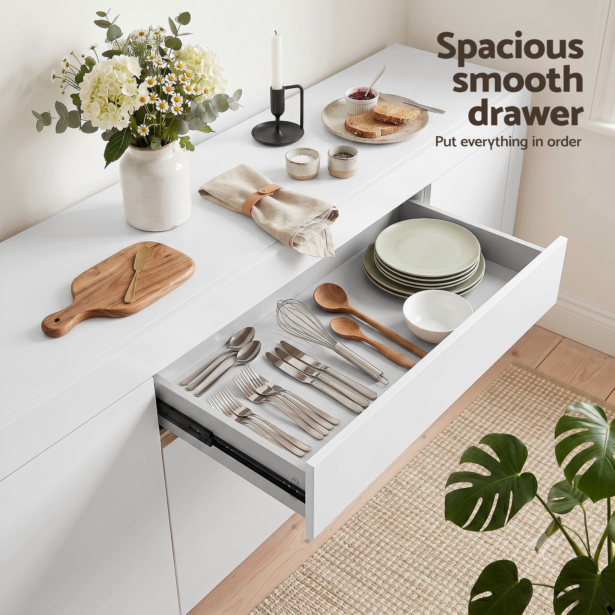 Buffet Sideboard Cabinet 180cm White Storage | Simpledeals