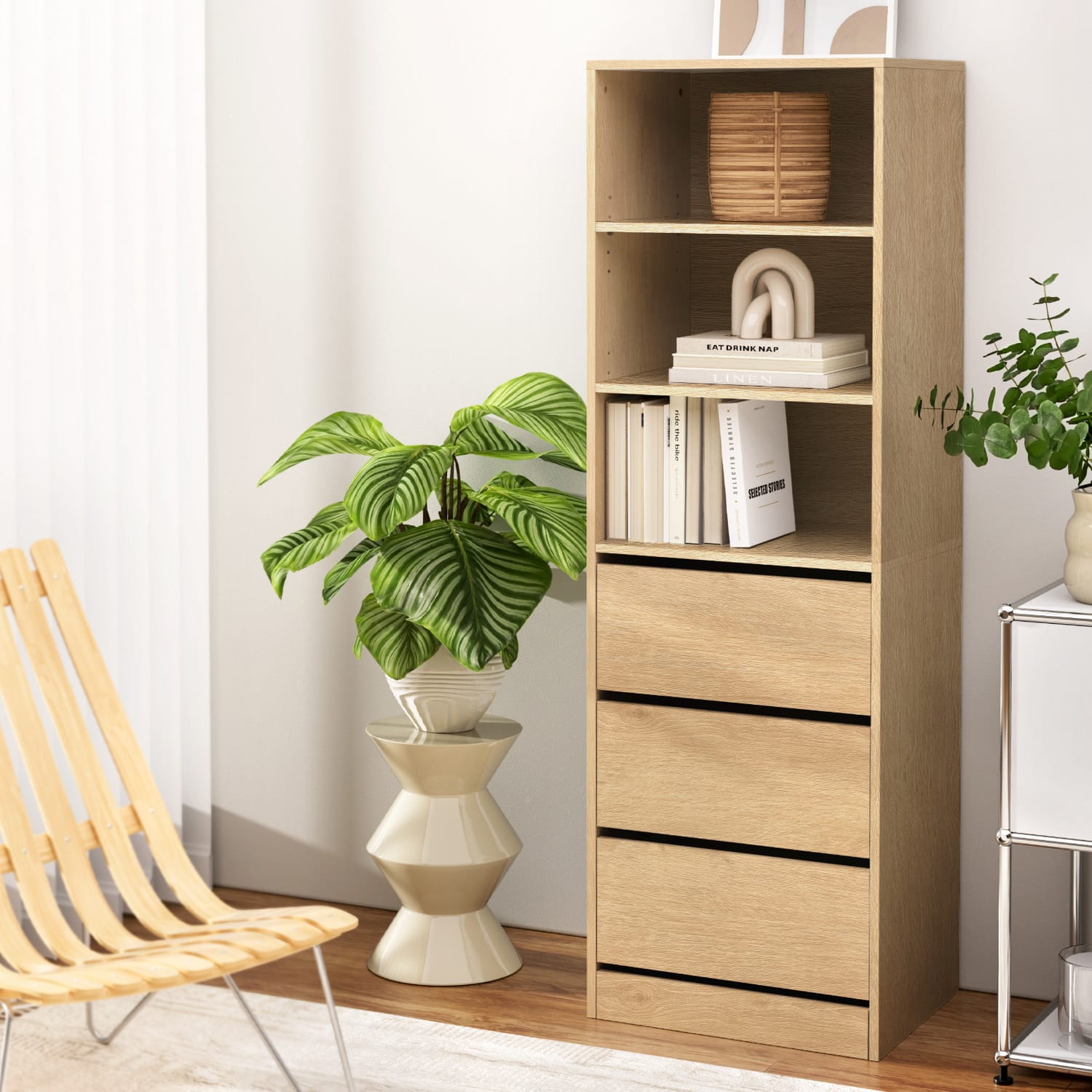 Tallboy Chest Of Drawers Pine 50.5x40.5x160cm