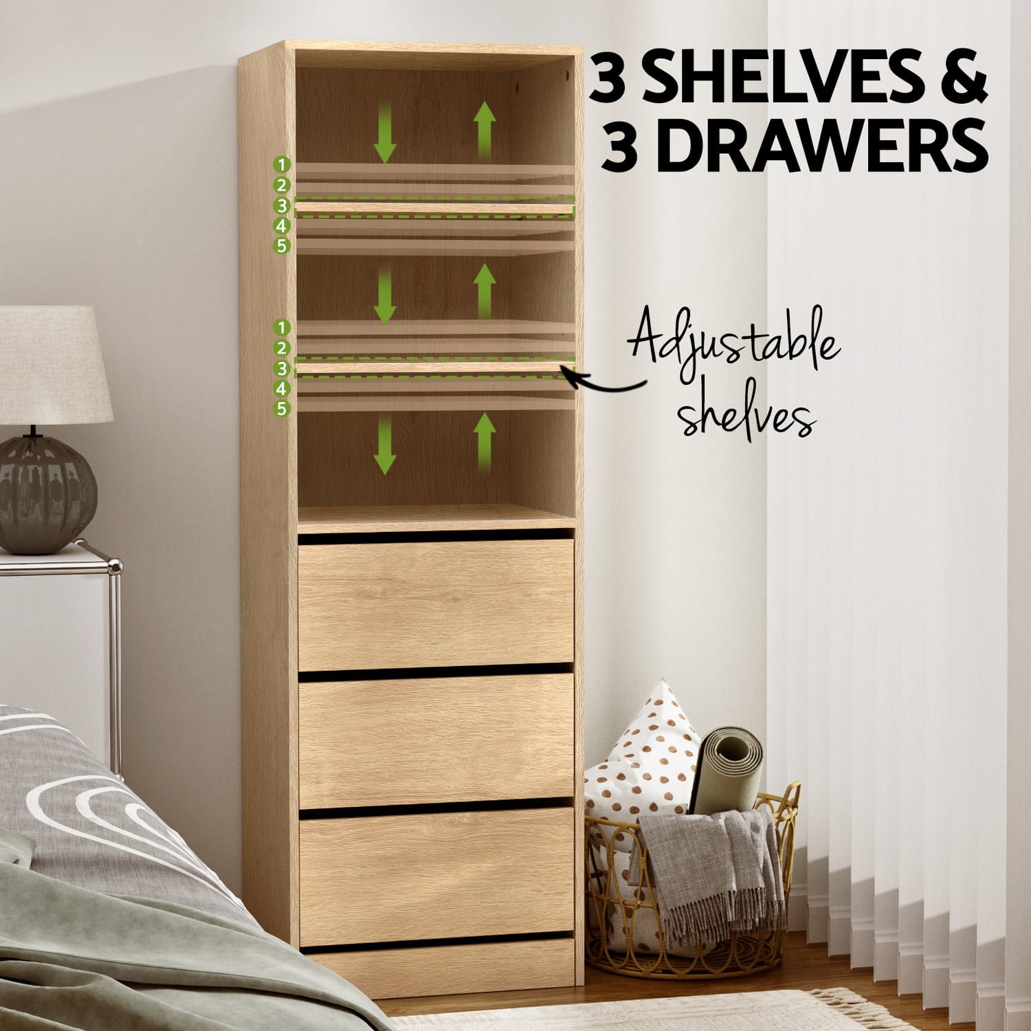 Tallboy Chest Of Drawers Pine 50.5x40.5x160cm