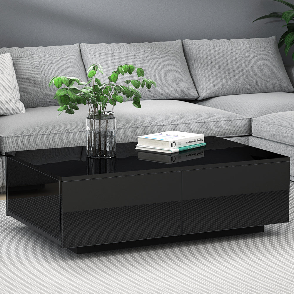 Trevi Coffee Table 4 Drawers Black Living Room Storage