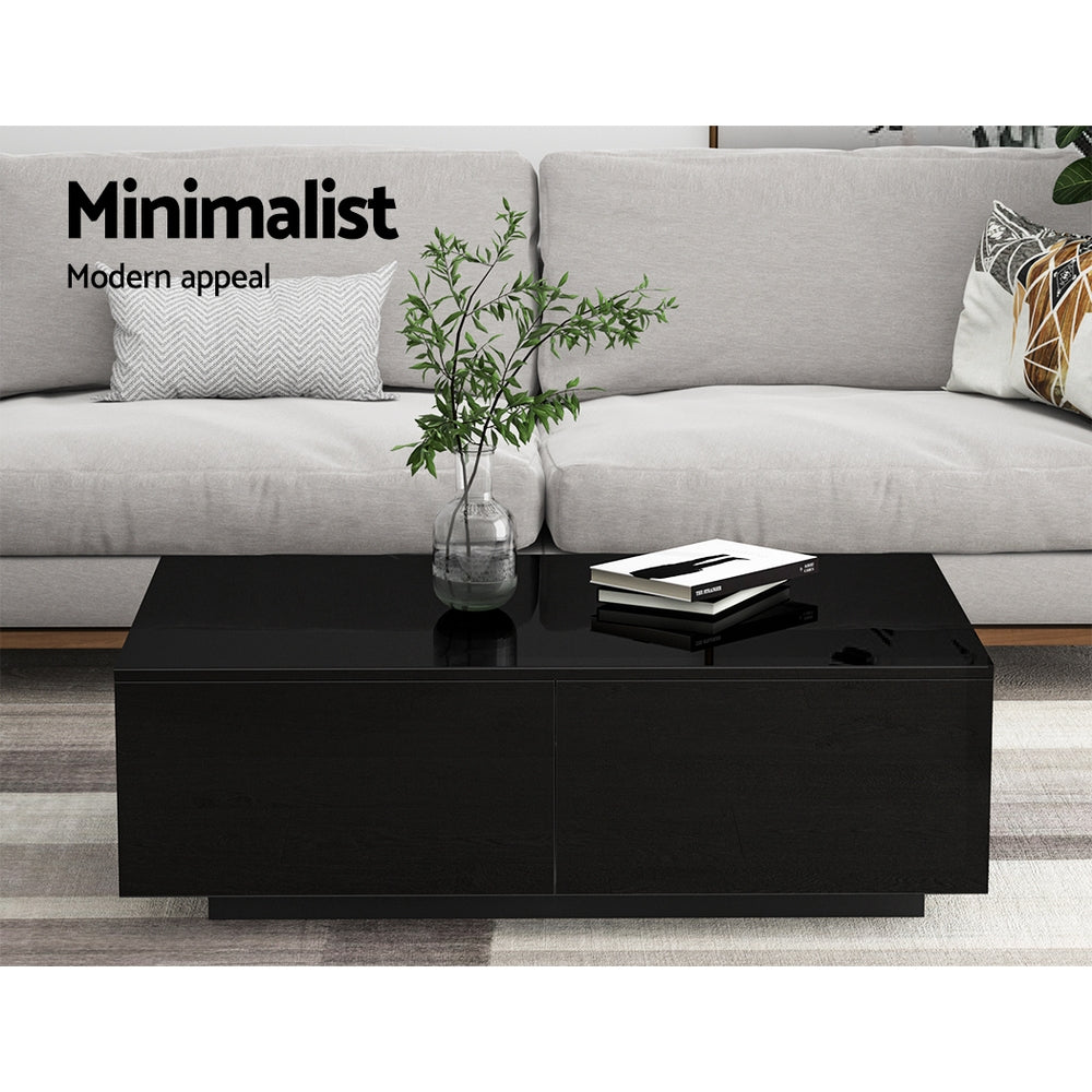 Trevi Coffee Table 4 Drawers Black Living Room Storage