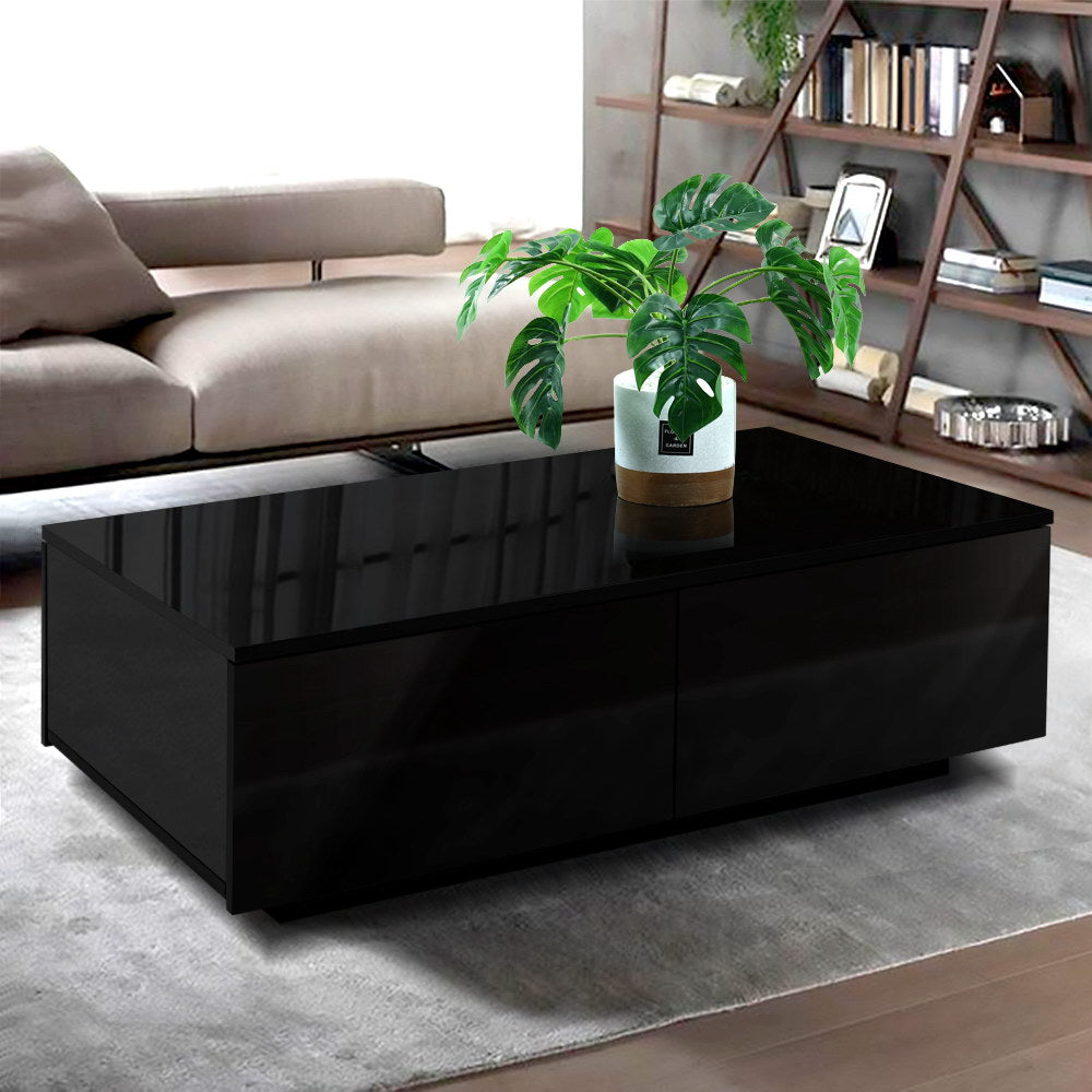 Trevi Coffee Table 4 Drawers Black Living Room Storage