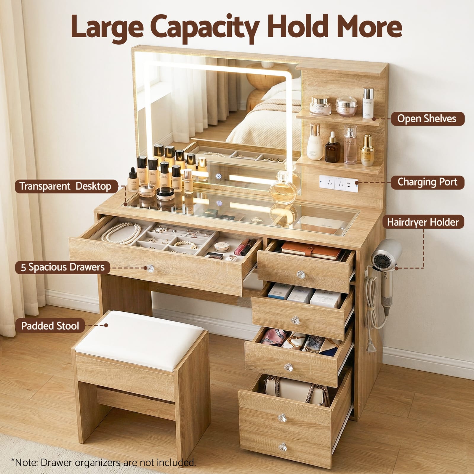 Dressing Table Vanity Set 104x43x140cm