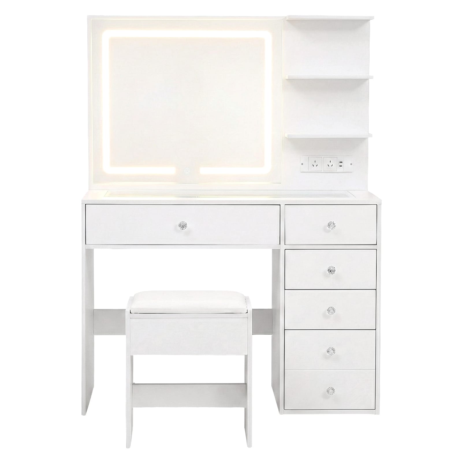 Vanity Desk White Led 104x43x140cm