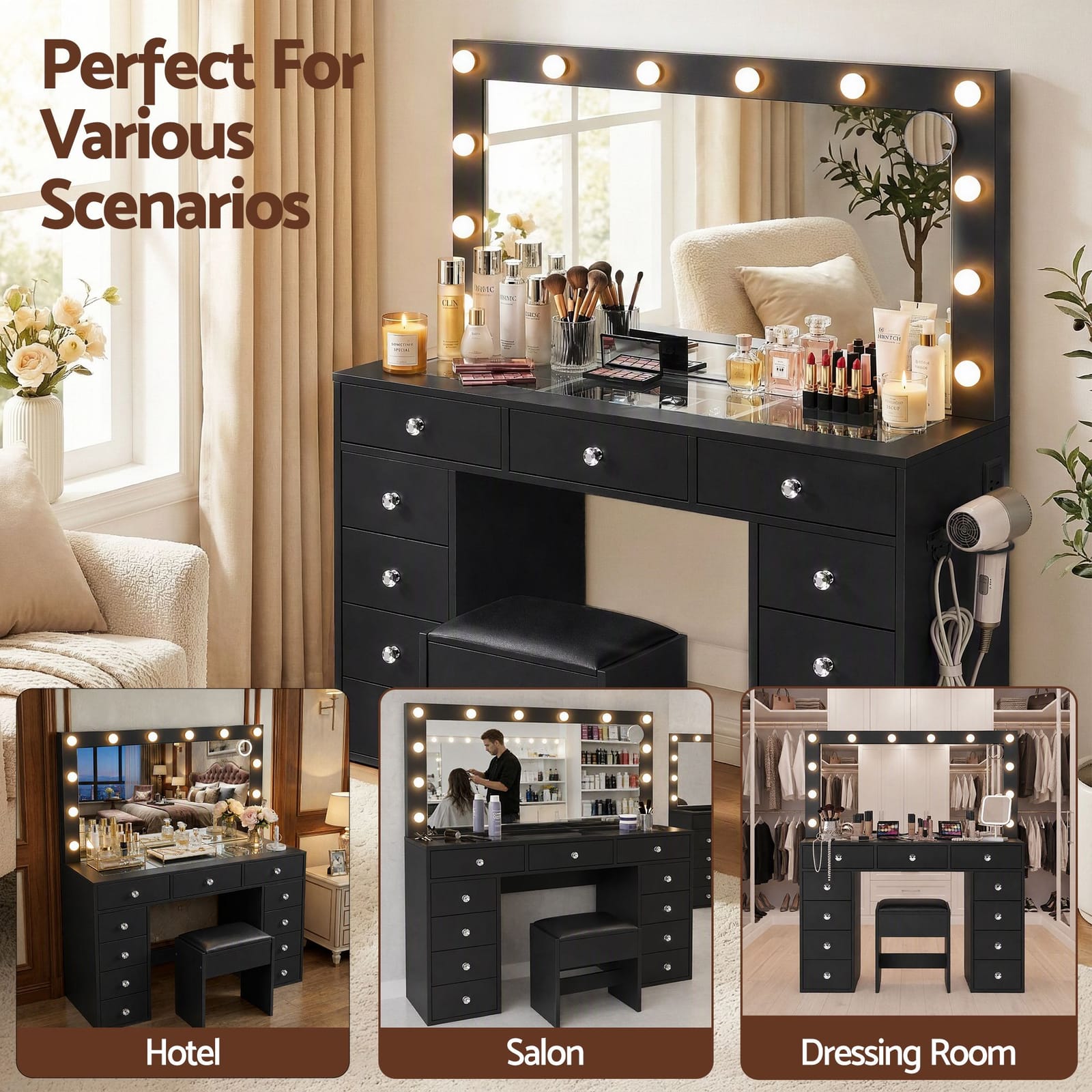 Dressing Table Vanity Set 120x35x142cm