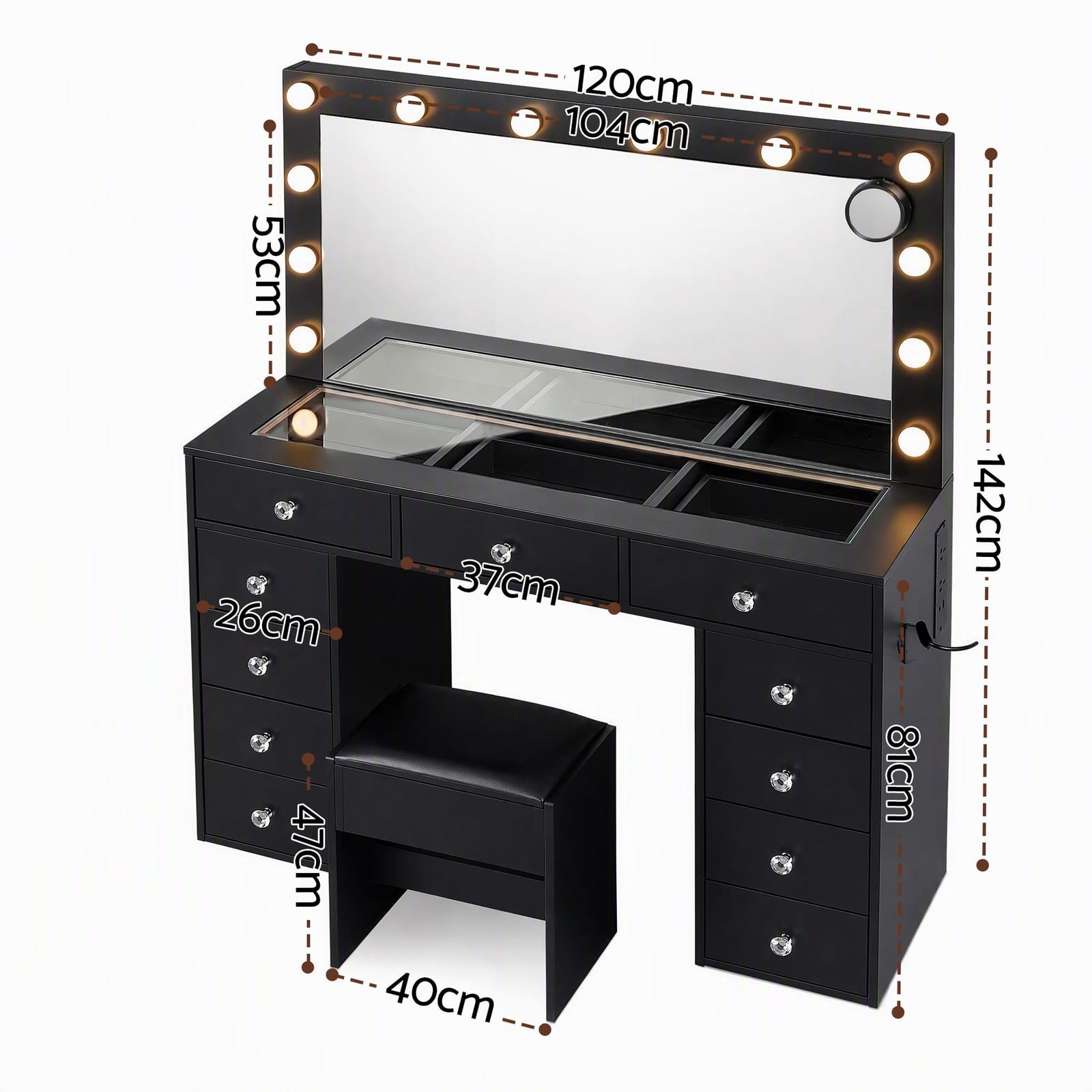 Dressing Table Vanity Set 120x35x142cm
