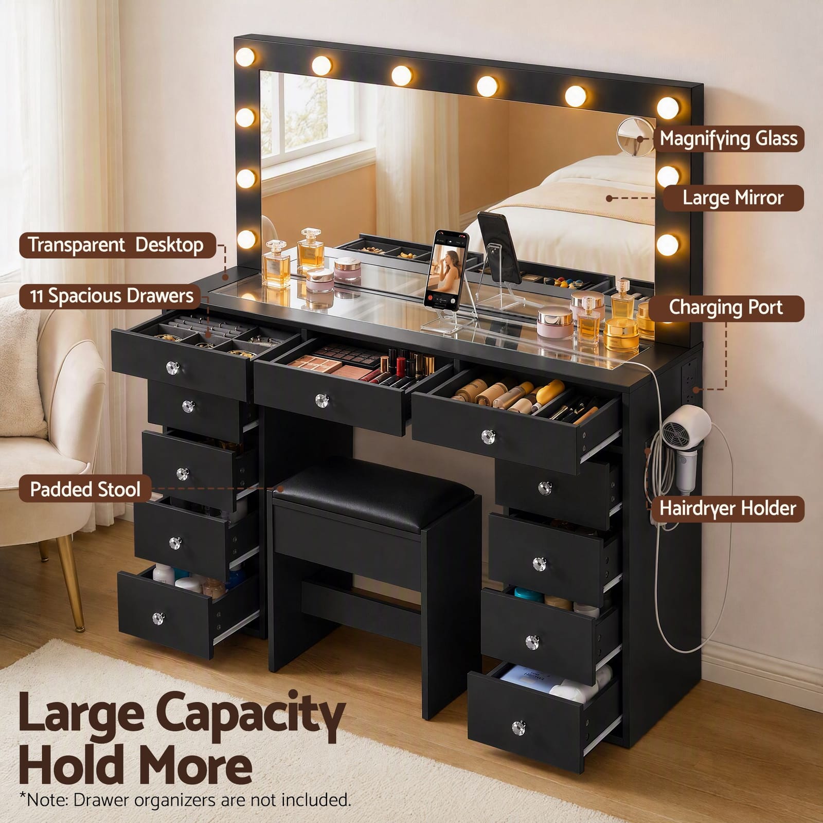 Dressing Table Vanity Set 120x35x142cm