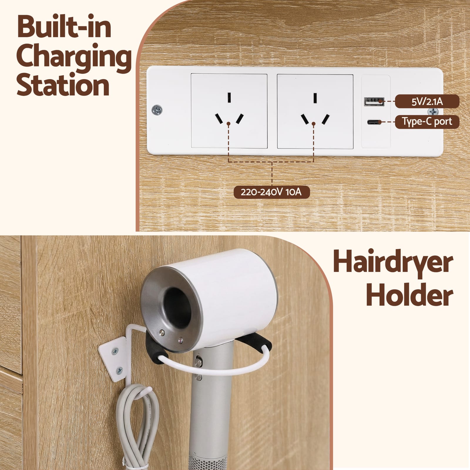 Vanity Desk Set With LED Lights 120x35x142cm