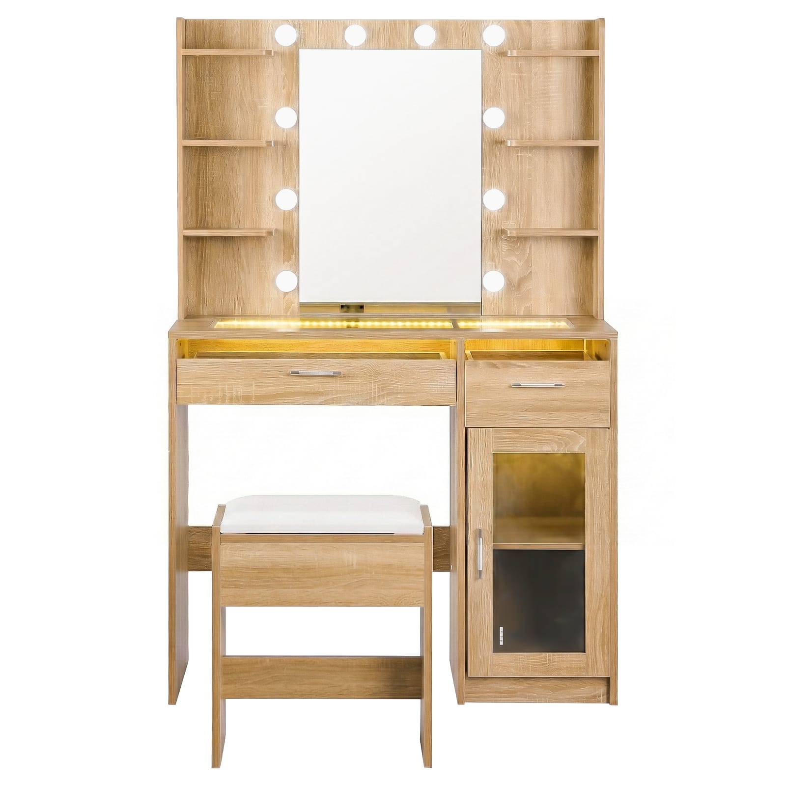 Adjustable Pu Leather Table - Pine 90x40x142cm