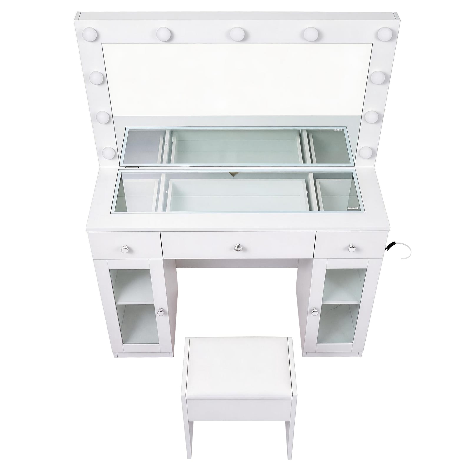 Dressing Table Vanity Desk White LED 105x40x135cm