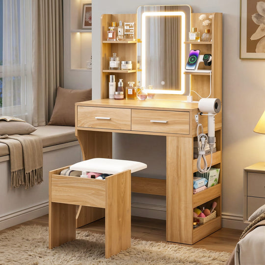 Vanity Desk Set With Stool 80x40x135cm