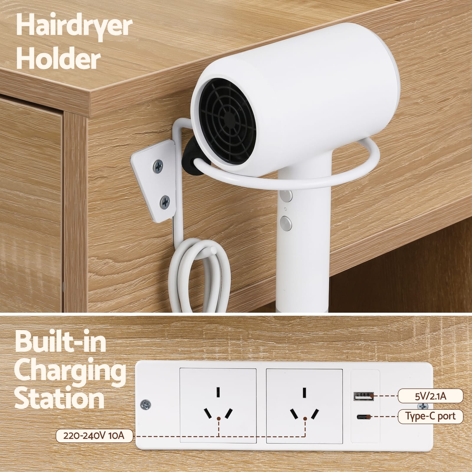 Vanity Desk Set With Stool 80x40x135cm