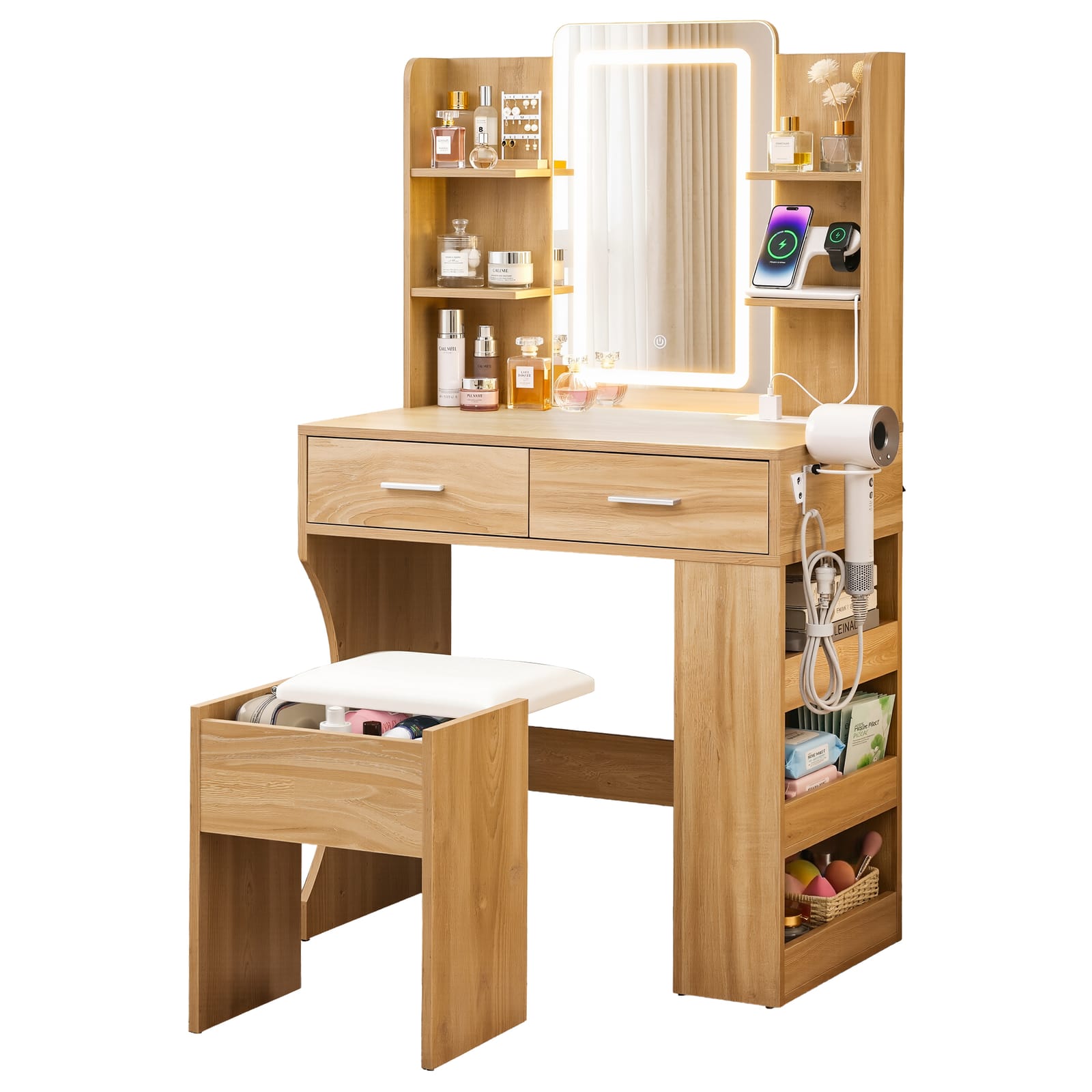 Vanity Desk Set With Stool 80x40x135cm