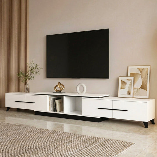 Extendable TV Cabinet Entertainment Unit White