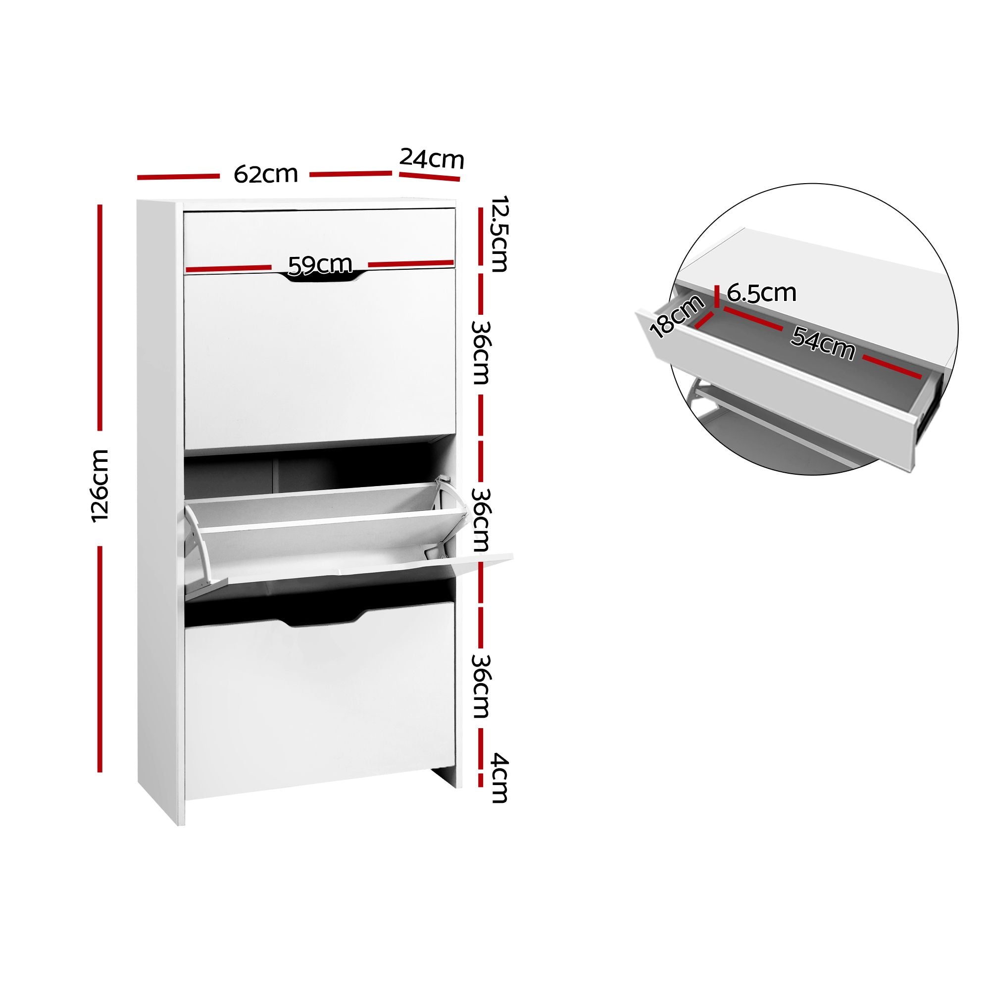 Shoe Cabinet Set 2 High Gloss White Flip Drawer | Simpledeal