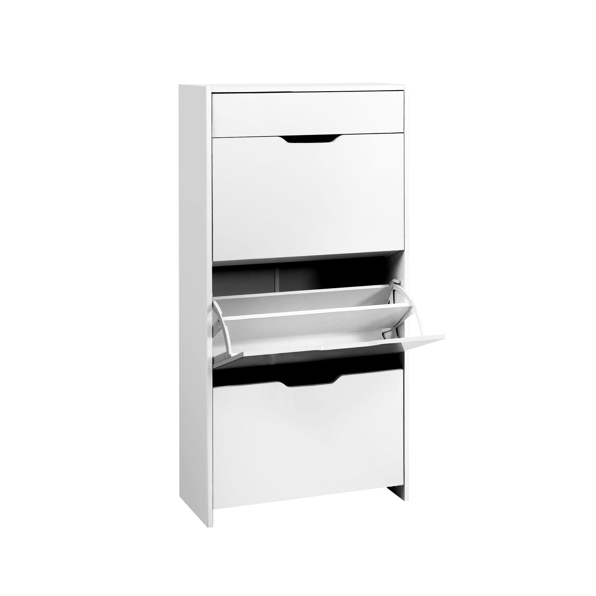 Shoe Cabinet Set 2 High Gloss White Flip Drawer | Simpledeal