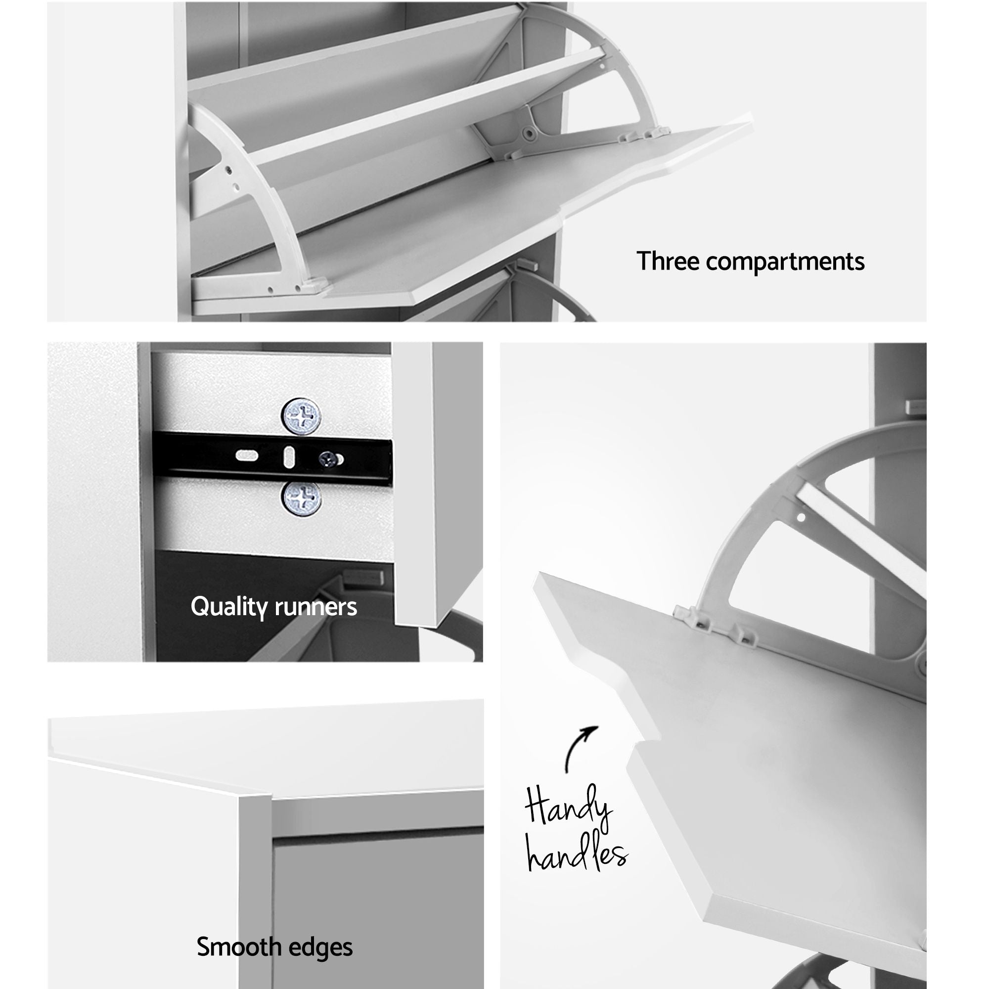 Shoe Cabinet Set 2 High Gloss White Flip Drawer | Simpledeal