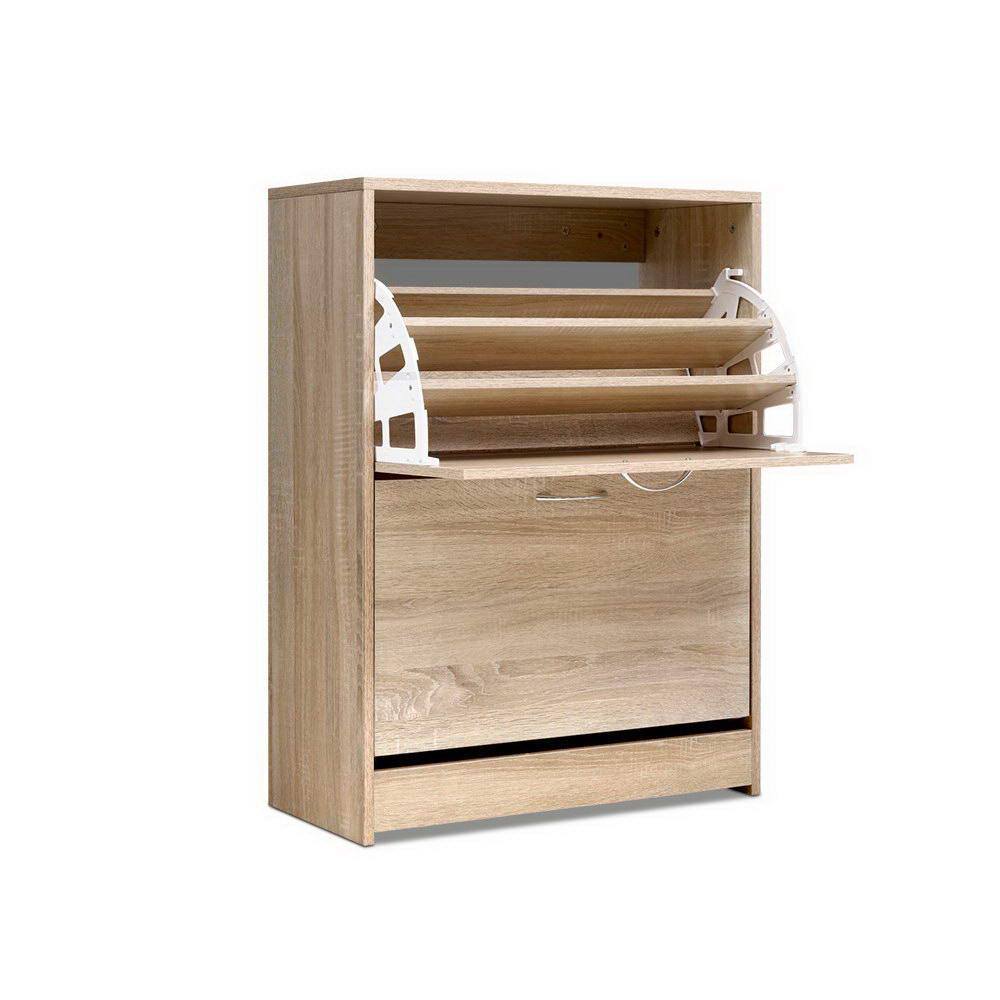 Shoe Rack Cabinet 24 Pairs 3-tier Wood Nina