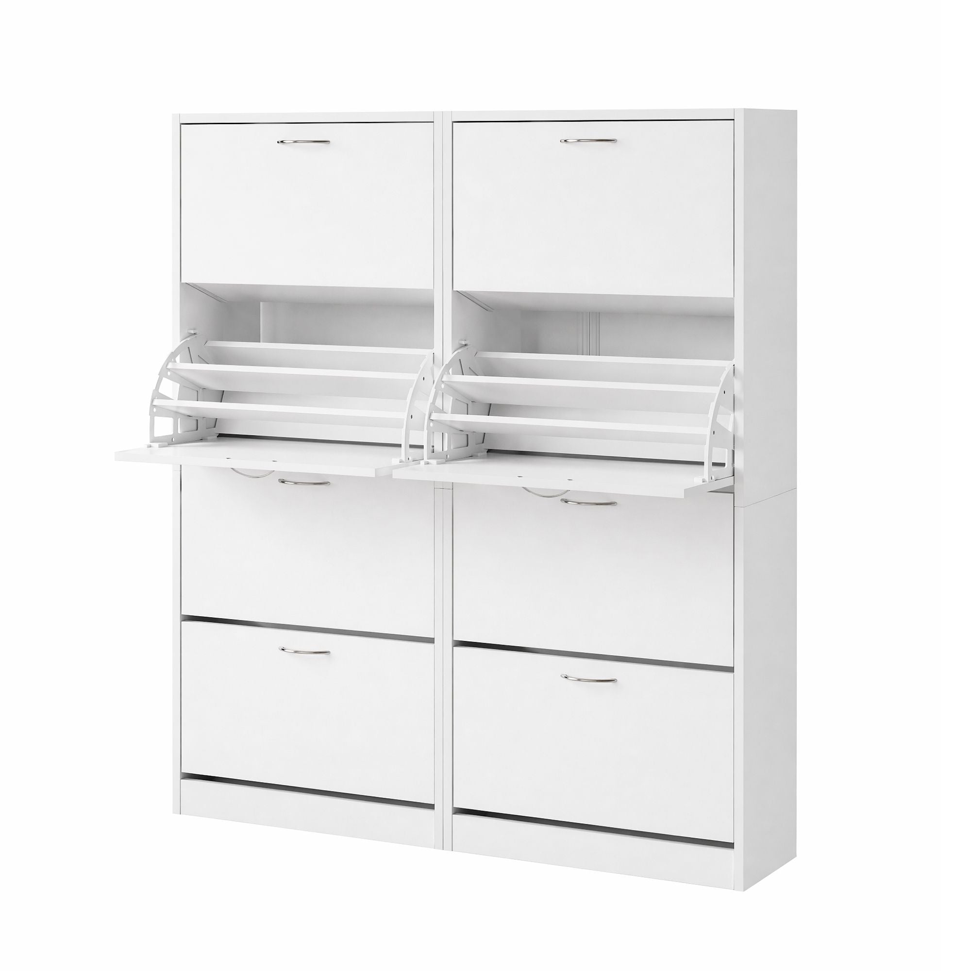 Shoe Cabinet 4 Flip Drawer Set White | Simpledeals