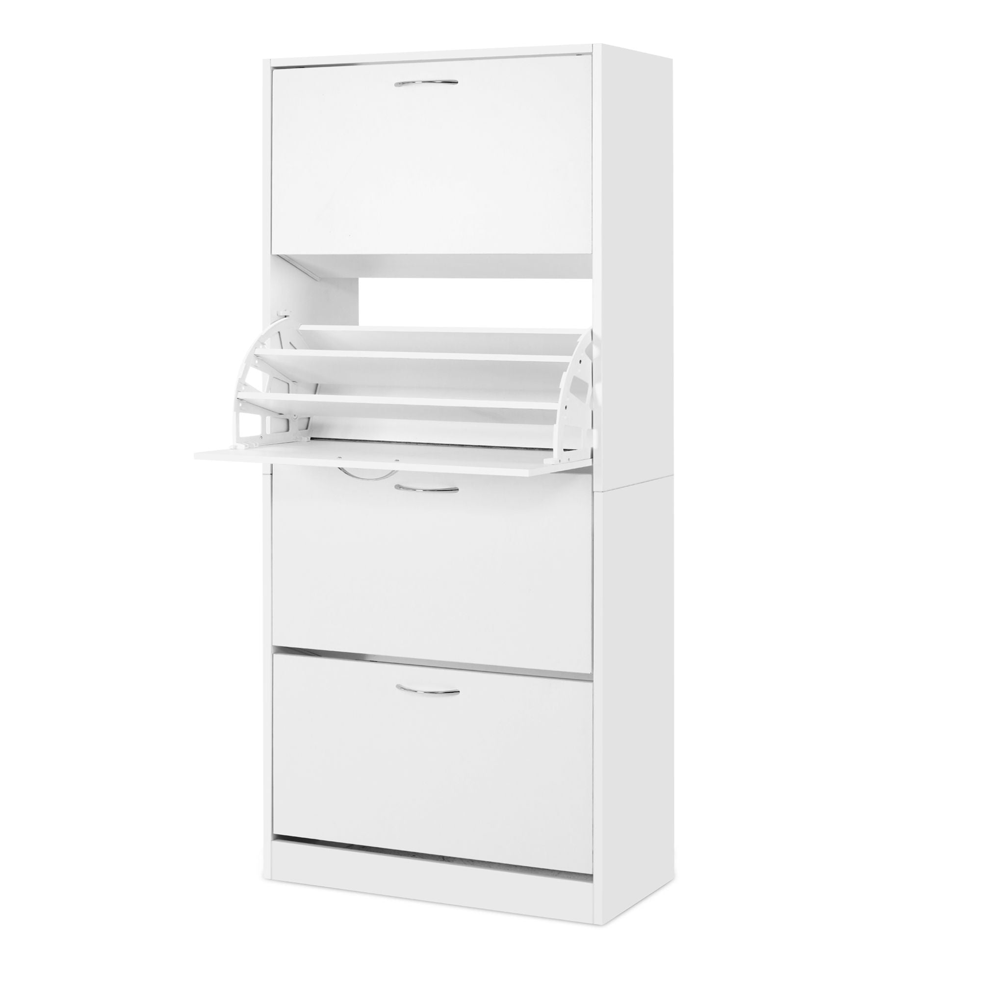 Shoe Cabinet 4 Flip Drawer Set White | Simpledeals