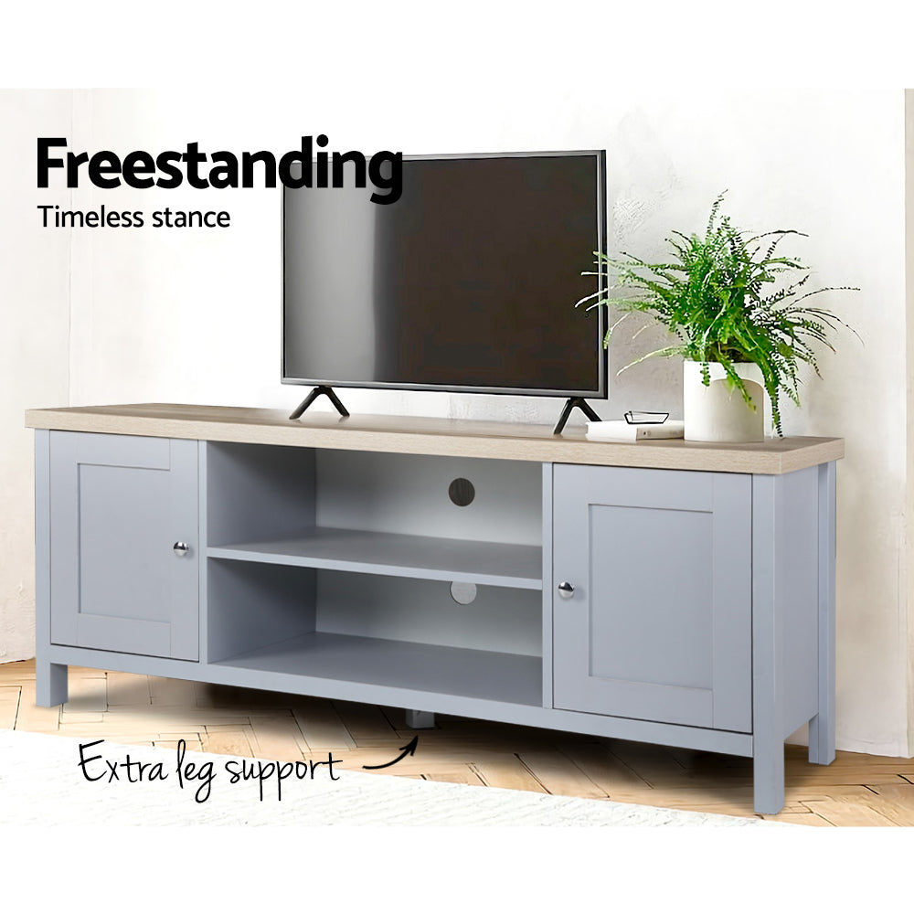 TV Cabinet Entertainment Unit Stand French Provincial Storage Shelf Wooden 130cm Grey