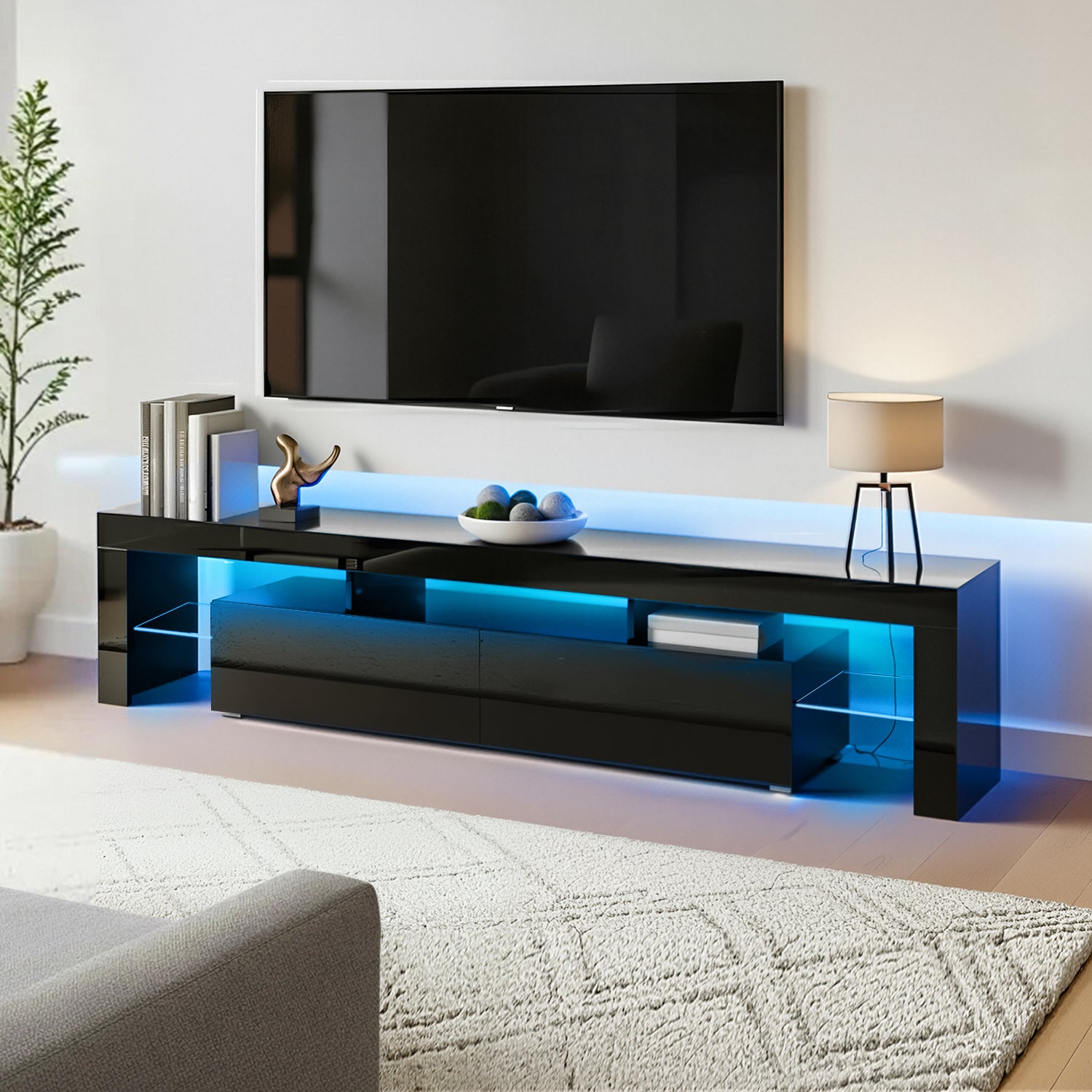 Artiss Entertainment Unit TV Cabinet LED 189cm Black Elo