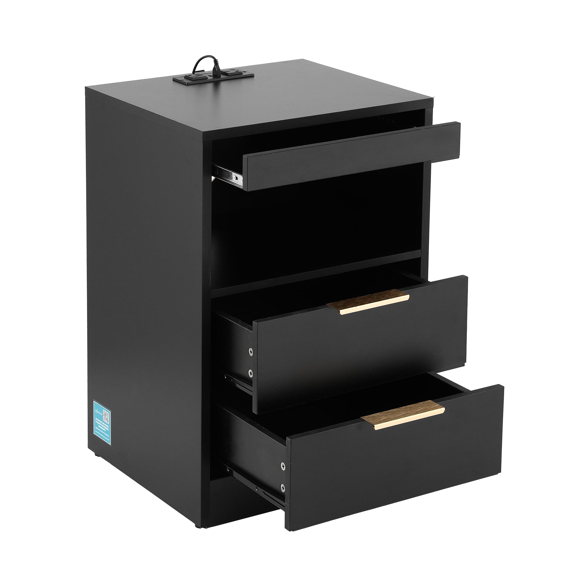 Artiss Bedside Table LED Nightstand Charging Station | Simpledeals
