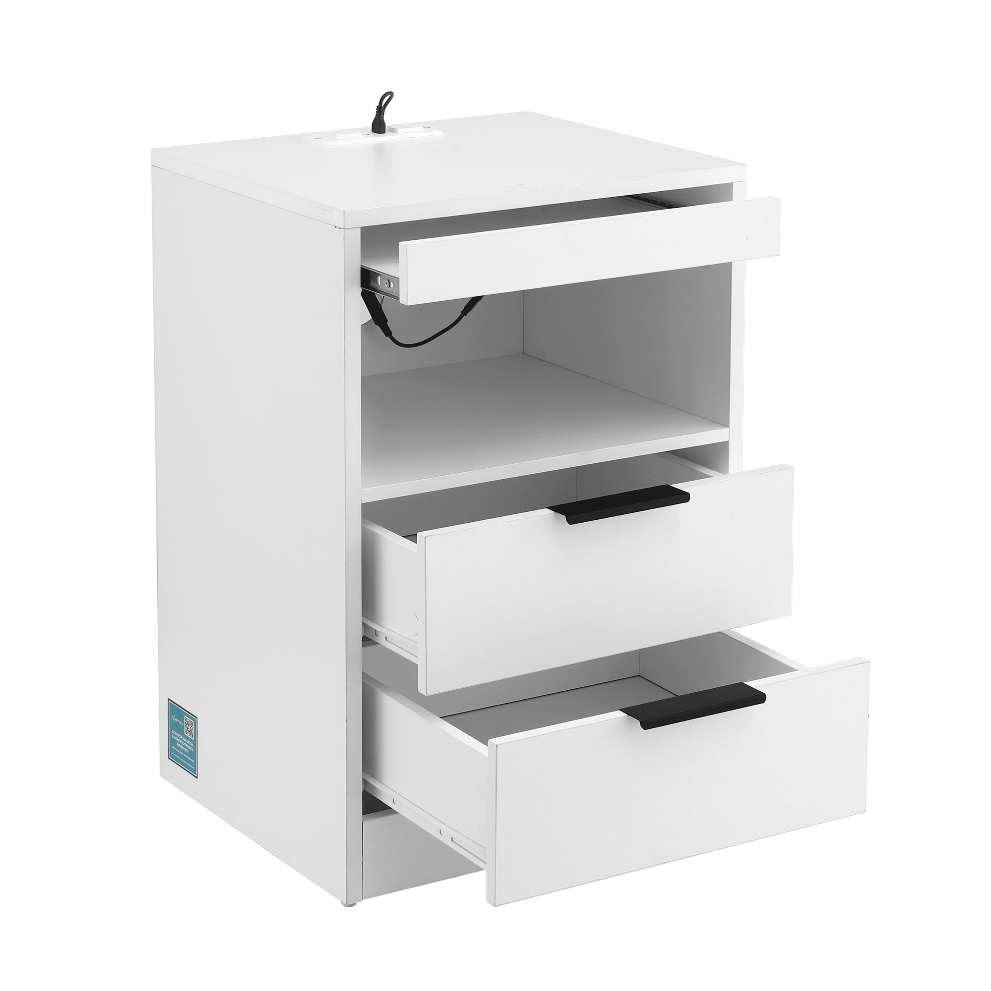 Artiss Bedside Table LED Nightstand Charging Station | Simpledeals