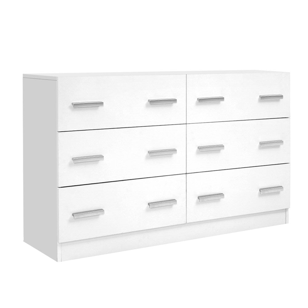 6 Chest of Drawers Cabinet Dresser Tallboy Lowboy Storage Bedroom White