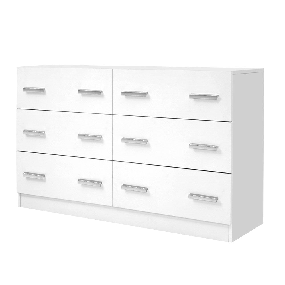 6 Chest of Drawers Cabinet Dresser Tallboy Lowboy Storage Bedroom White