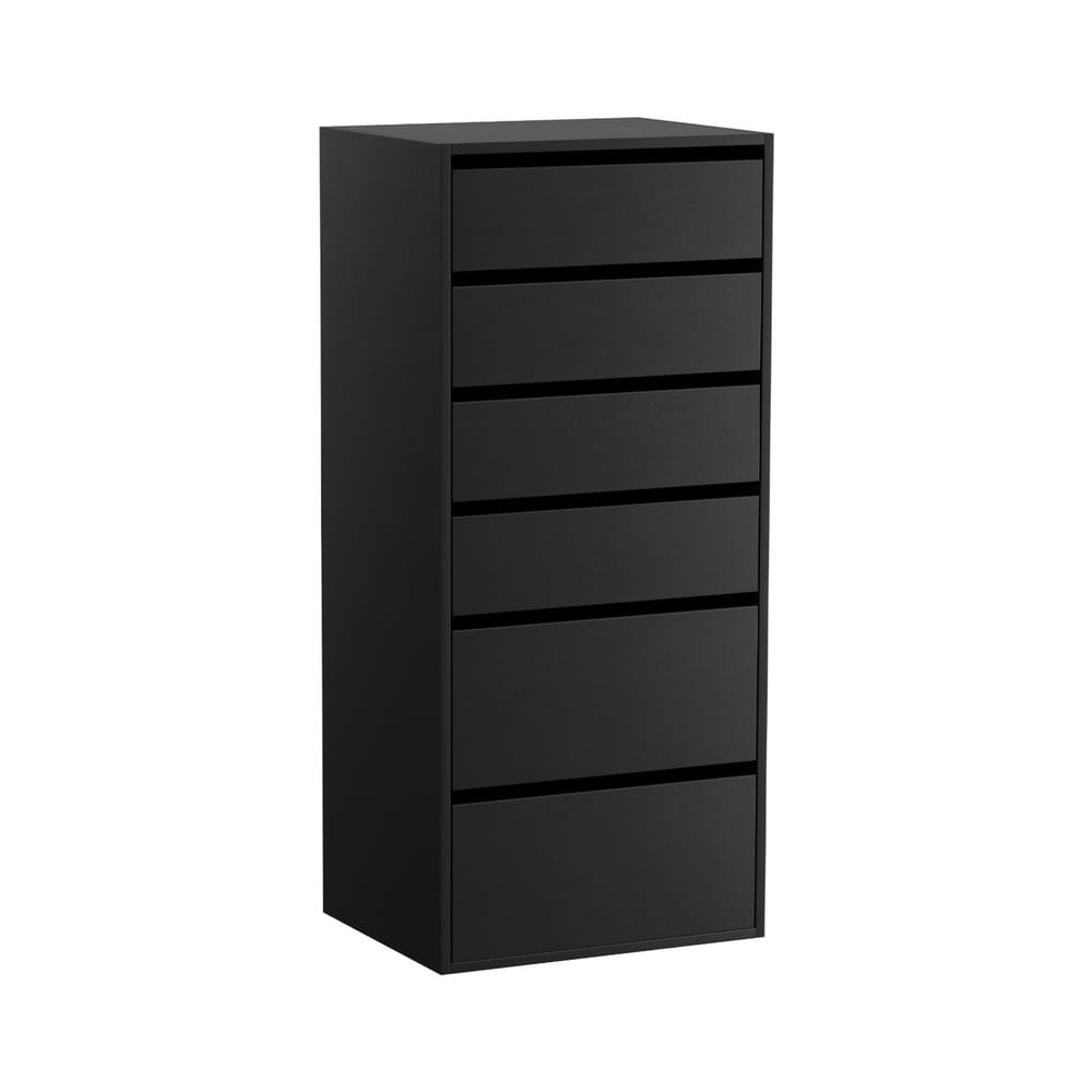 Tallboy Chest 6 Drawers Black 50.5x40x113cm