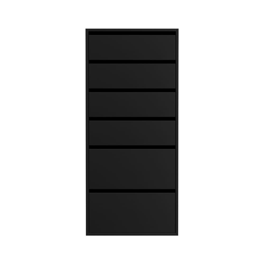 Tallboy Chest 6 Drawers Black 50.5x40x113cm
