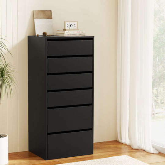 Tallboy Chest 6 Drawers Black 50.5x40x113cm