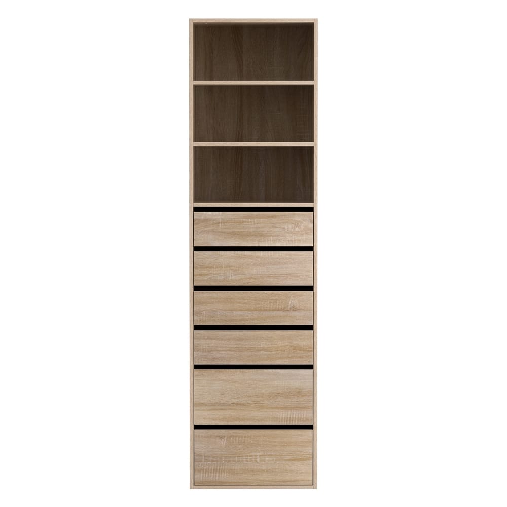 Tallboy Chest 6 Drawers Pine 50.5x40x185cm