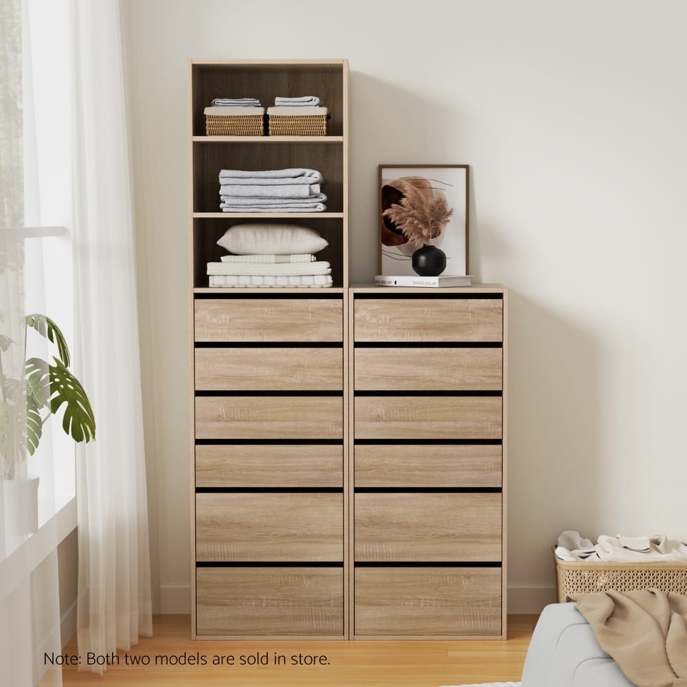Tallboy Chest 6 Drawers Pine 50.5x40x185cm